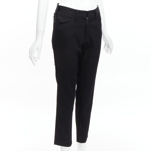 Y'S YOHJI YAMAMOTO wool black insert panels white topstitch tapered pants JP2 M